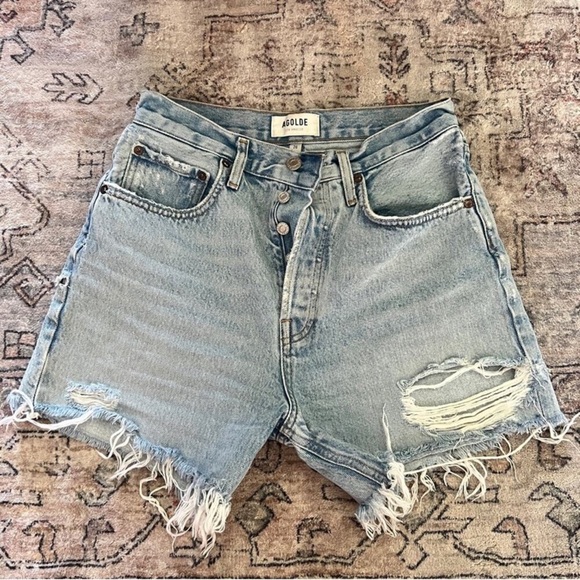 Agolde Light Blue Jean Shorts - Picture 2 of 5